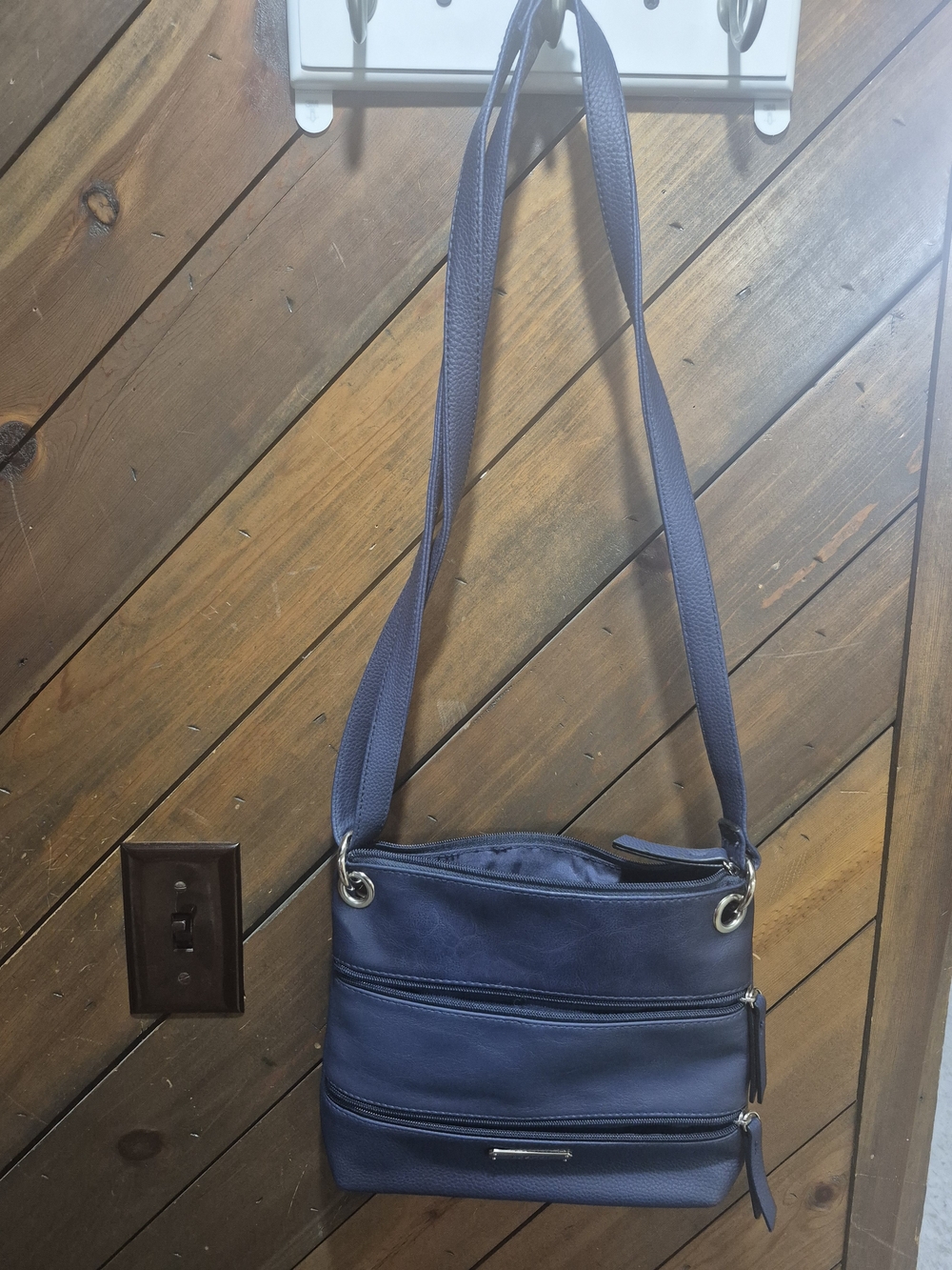 Rosetti Demi Crossbody Bag Navy Blue Pebbled Faux Leather Multi Pocket NWOT